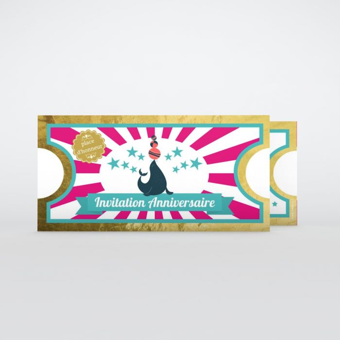 Invitation Anniversaire Enfant Ticket Cirque Planet Cards