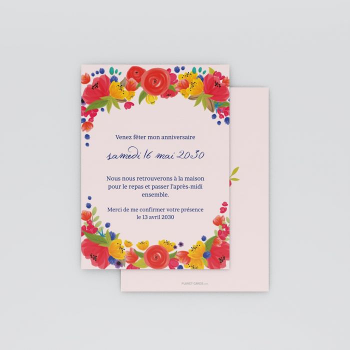 Invitation Anniversaire Adulte Fleurs D Anniversaire Planet Cards