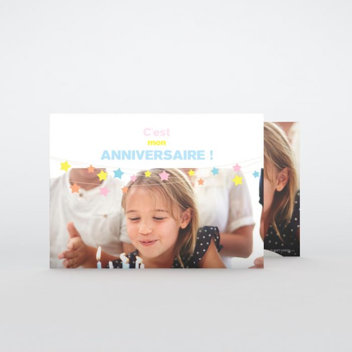 Invitation Anniversaire Enfant Etoiles Pastel Scintillantes Planet Cards