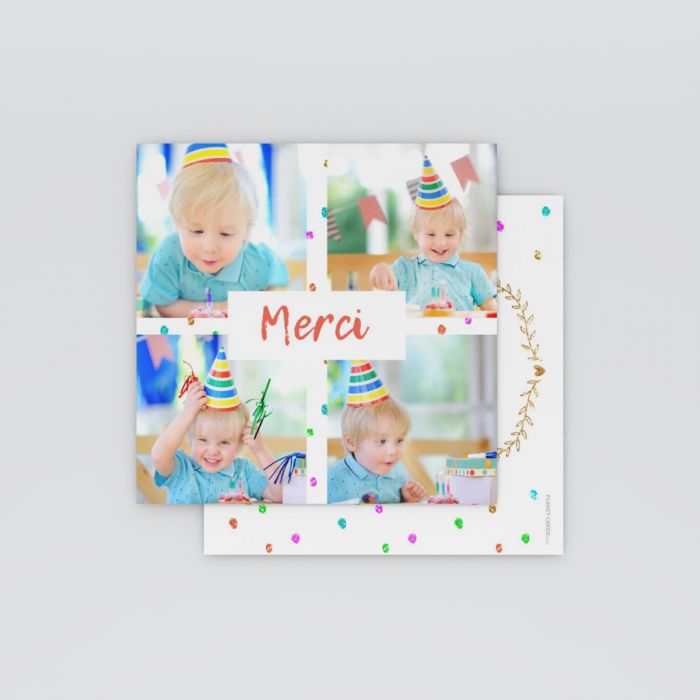 Remerciement Anniversaire Enfant Confettis En Couleur Planet Cards