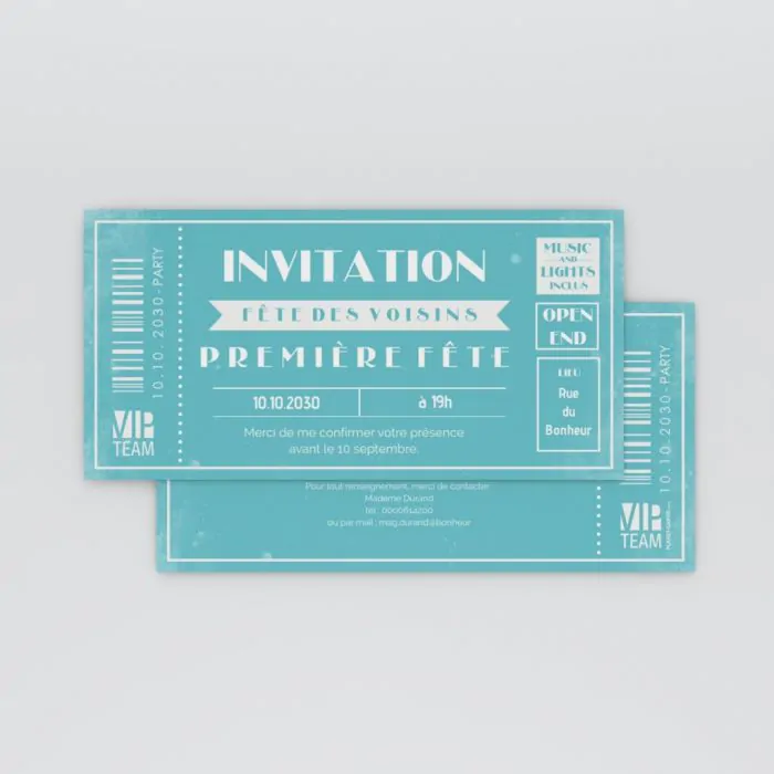 Carte d'invitation anniversaire adulte ticket de cinéma - Fête