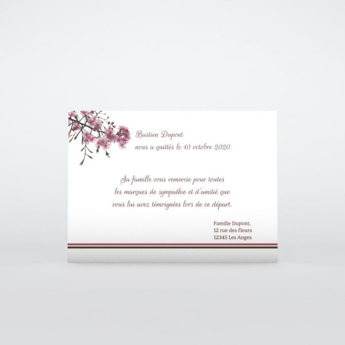 Carte Remerciement Deces Fleurs Cerisiers Planet Cards