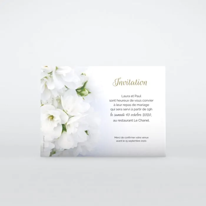 Invitation mariage Fleurs blanches │ Planet Cards