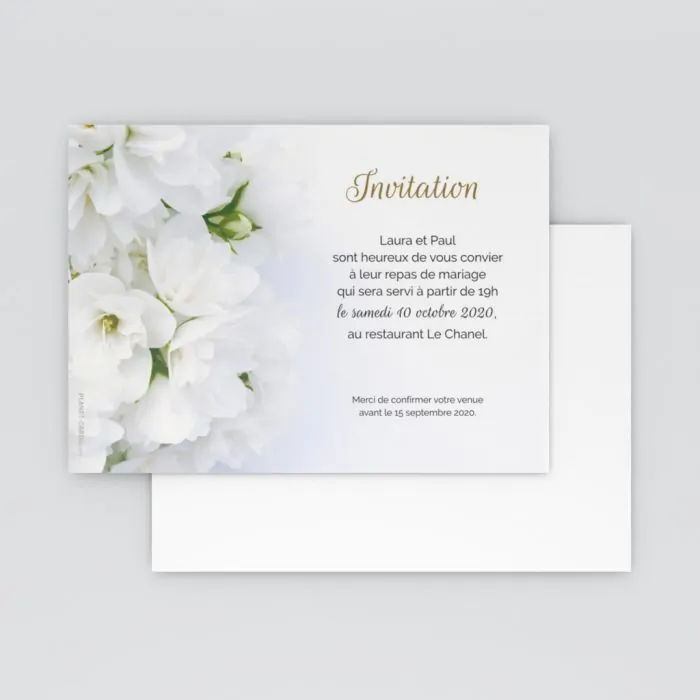 Invitation mariage Fleurs blanches │ Planet Cards