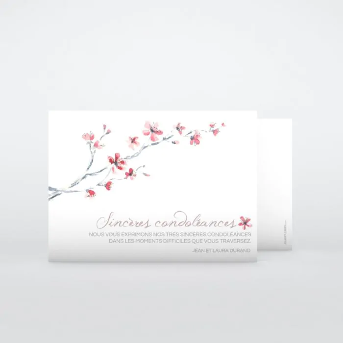 Carte de condoléances Branche cerisier aquarelle