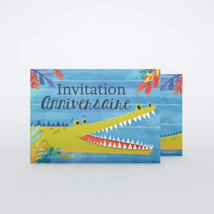 Invitation anniversaire enfant Crocodile rigolo │ Planet Cards