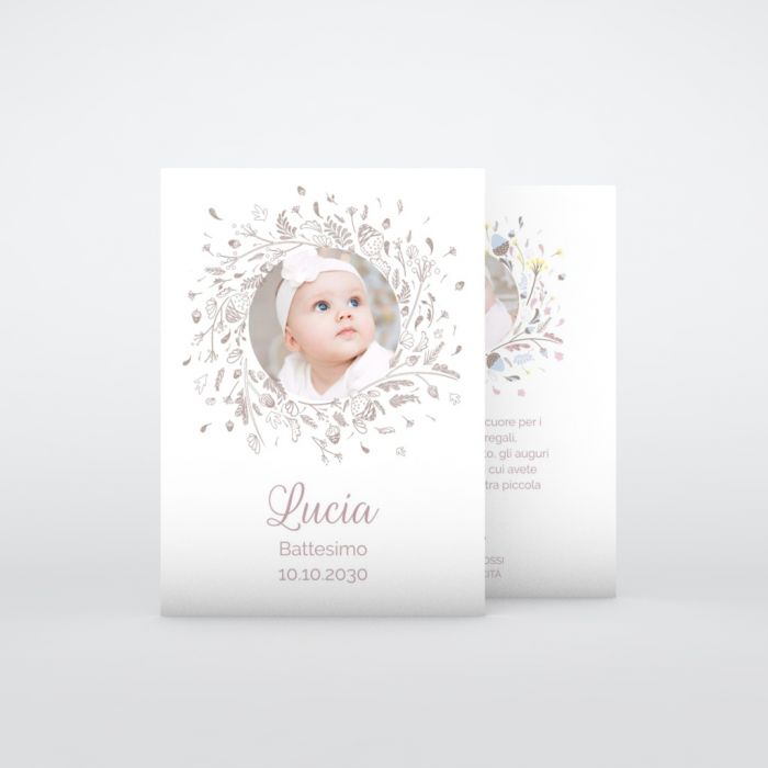 Card Con 3 BIGLIETTI, Segnaposto Battesimo Con Foto Bambina E  Ringraziamento -  Sweden