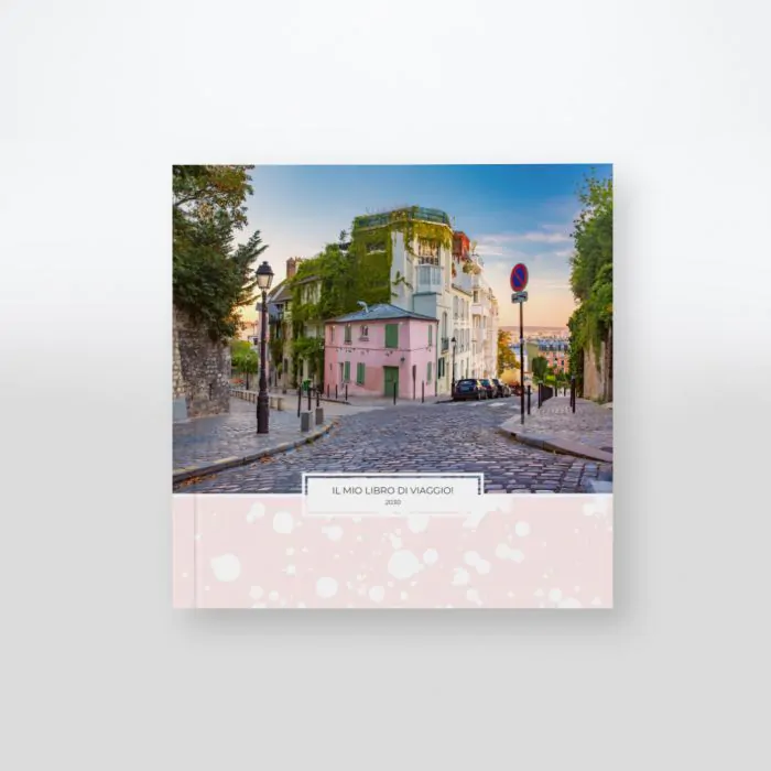 Album fotografico Viaggi Astratto etichetta rosa 20x20 copertina flessibile