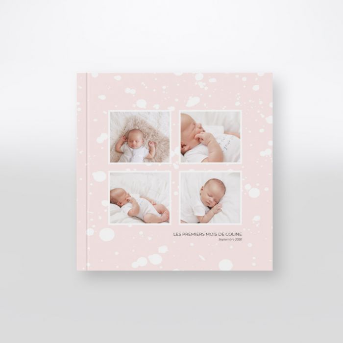 Livre photo/album photo Pierre bébé fille avec 30 pages rose - 32 x 32 x  3,5 cm 