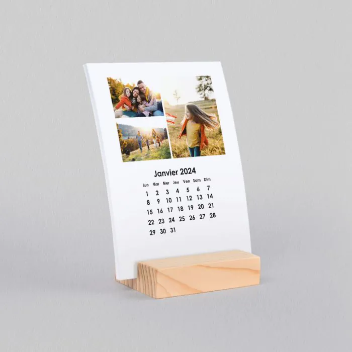 Calendrier photo socle en bois Multiphoto