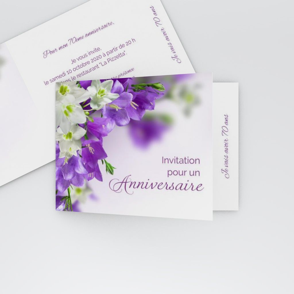 Invitation Anniversaire Adulte Fleurs Violettes Planet Cards