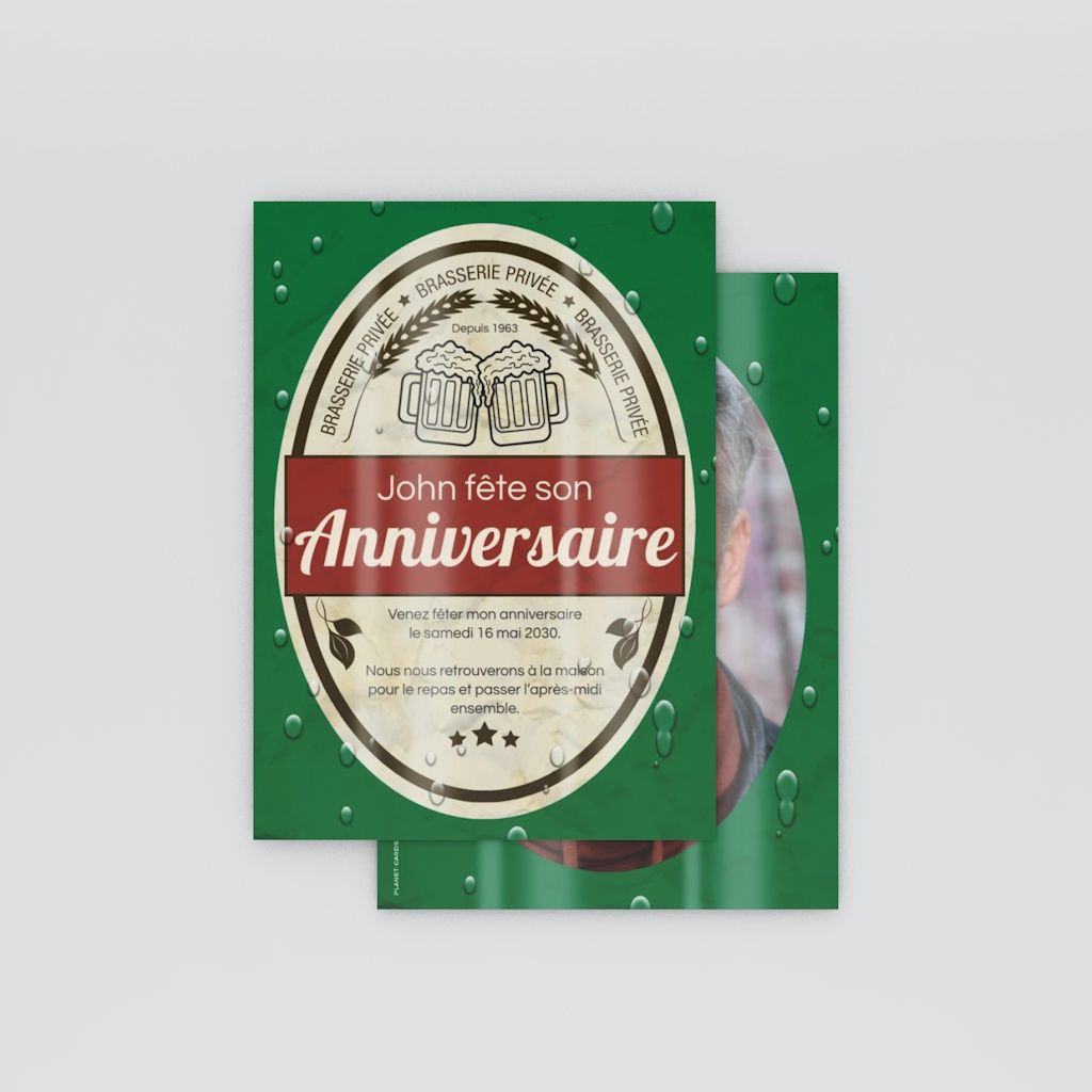 Invitation Anniversaire Adulte Etiquette De Biere Planet Cards