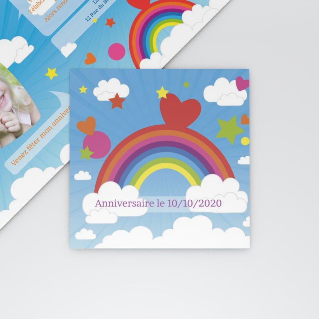 Invitation Anniversaire Enfant Joli Arc En Ciel Planet Cards
