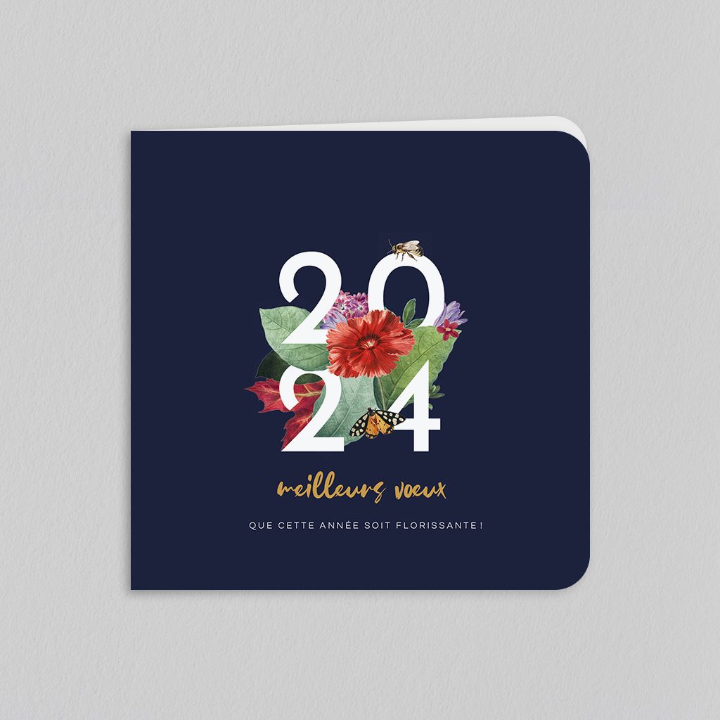 Carte de voeux Bonne Année Florale personnalisée │ Planet Cards