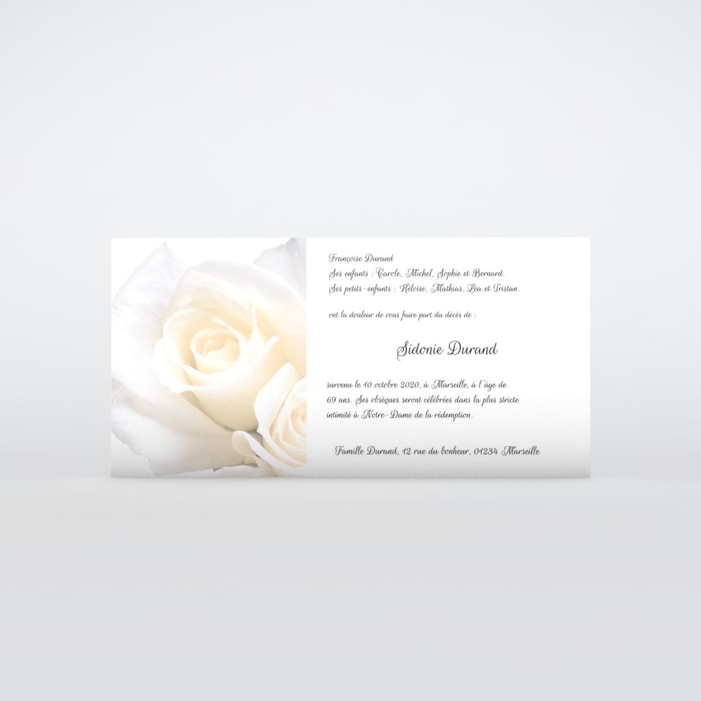 Faire-part décès - Carte personnalisée invitation obsèques