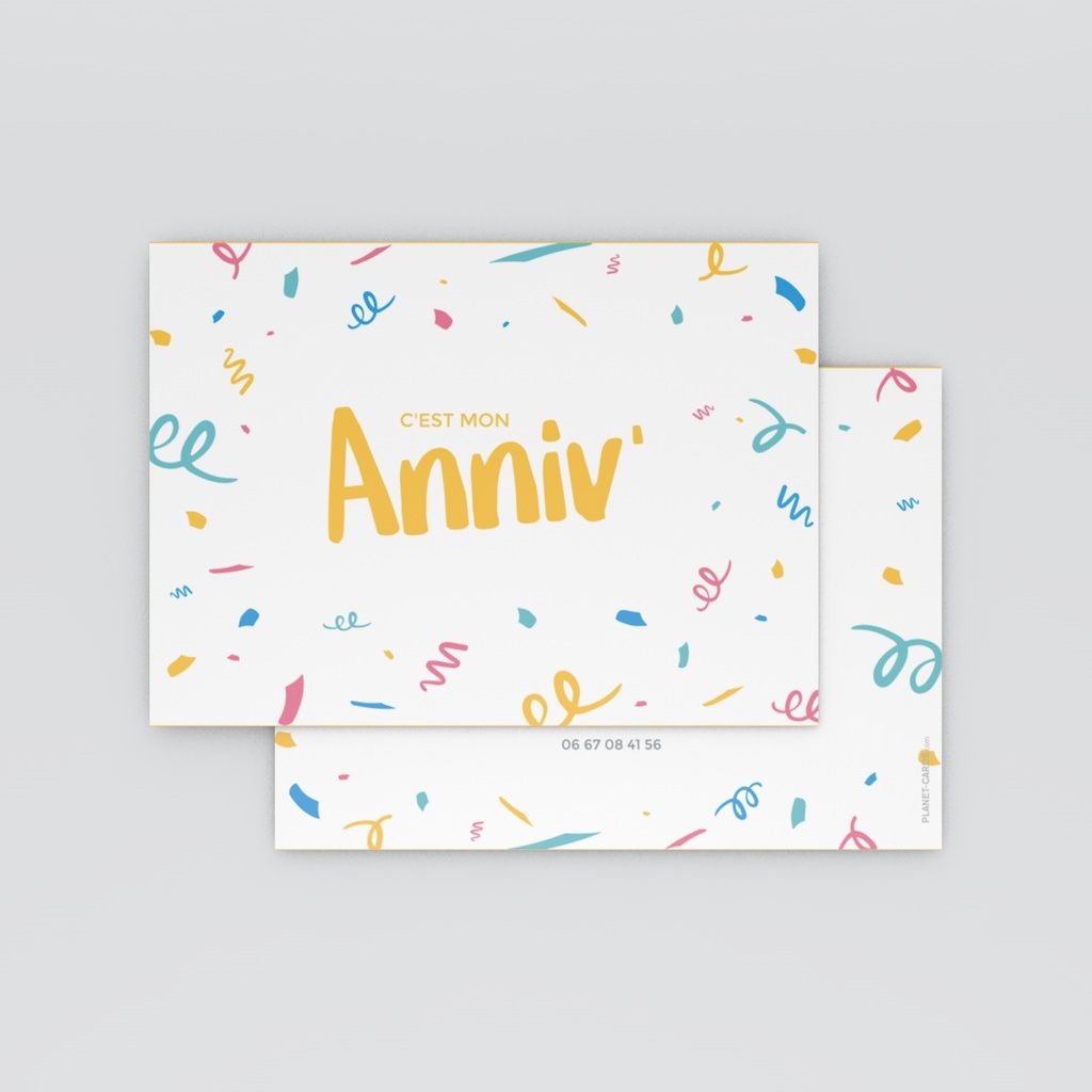 Carte d'Invitation Anniversaire Confettis Chic - Popcarte