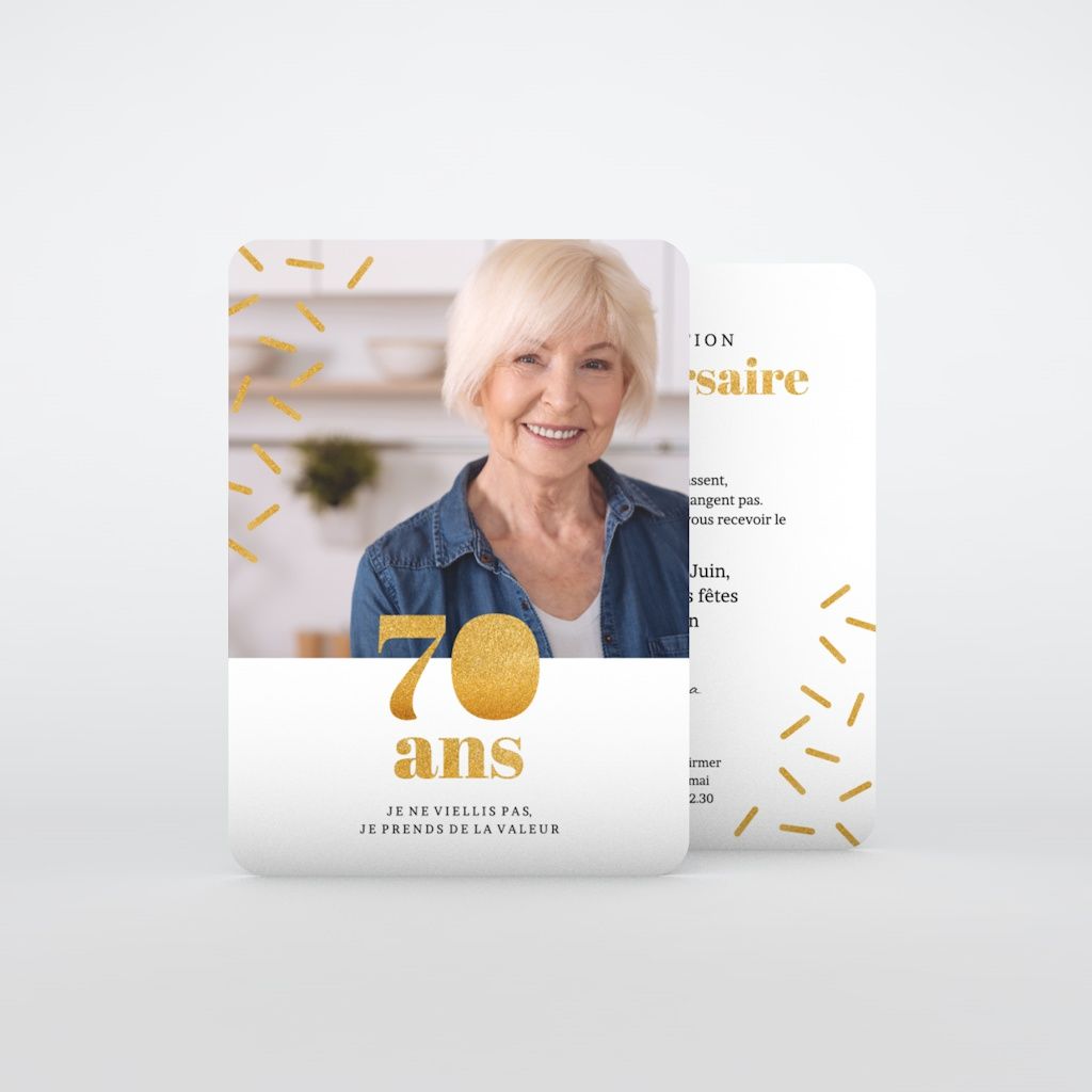 Carte Invitation Anniversaire Adulte 80 ans dorés