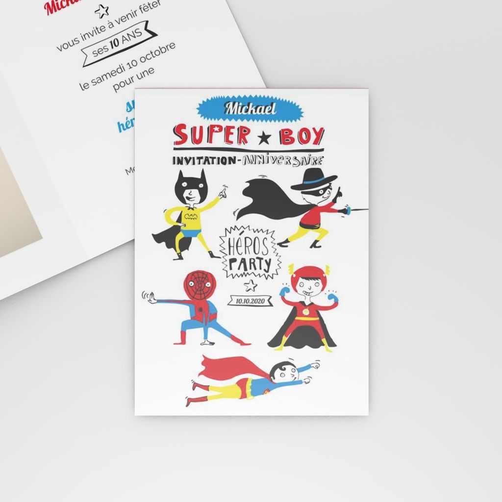 Carte anniversaire enfant Super-héros volant │ Planet Cards