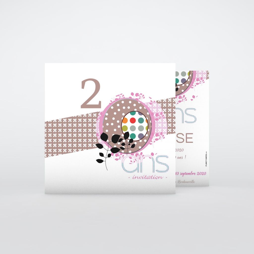 Invitation anniversaire 20 ans patchwork │ Planet Cards