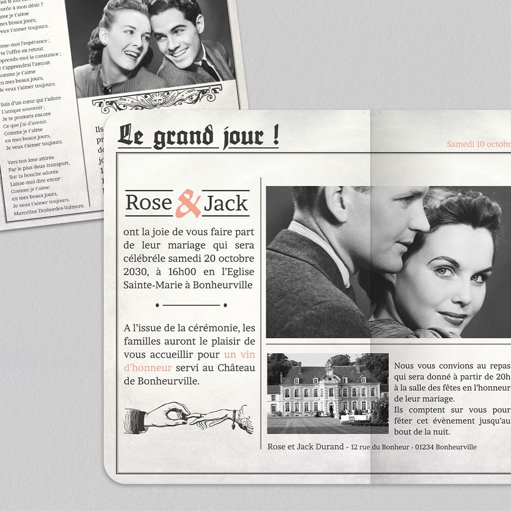 Faire-part naissance vieux journal vintage - Le faire-part Français.fr